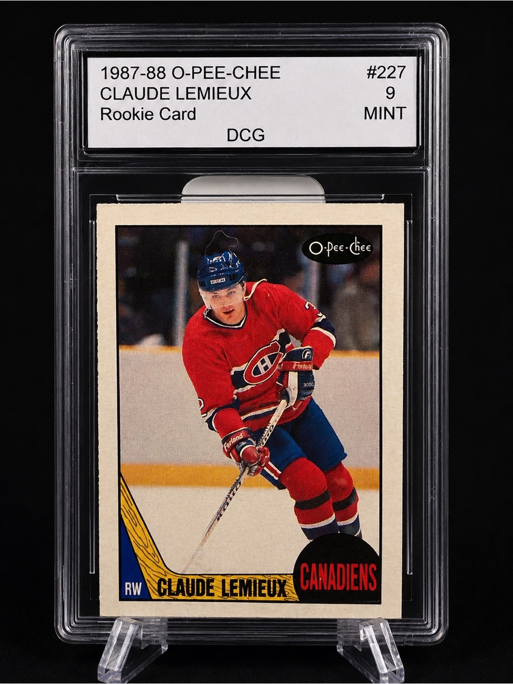 1987-88 O-Pee-Chee Claude Lemieux Rookie Trading Card - Red
